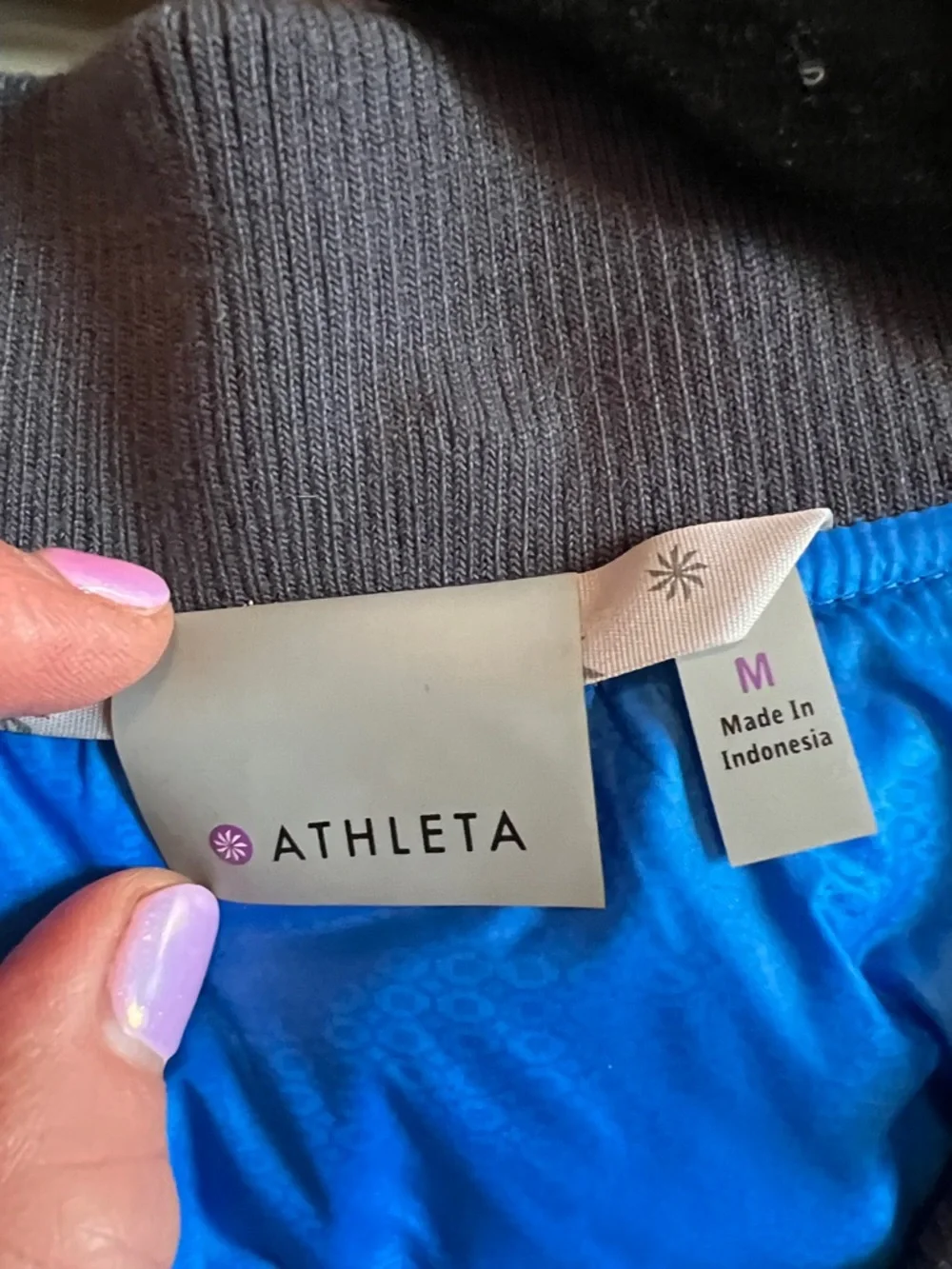 Athleta Electric Blue Quilted Bomber Jacket - Picture 3 of 3